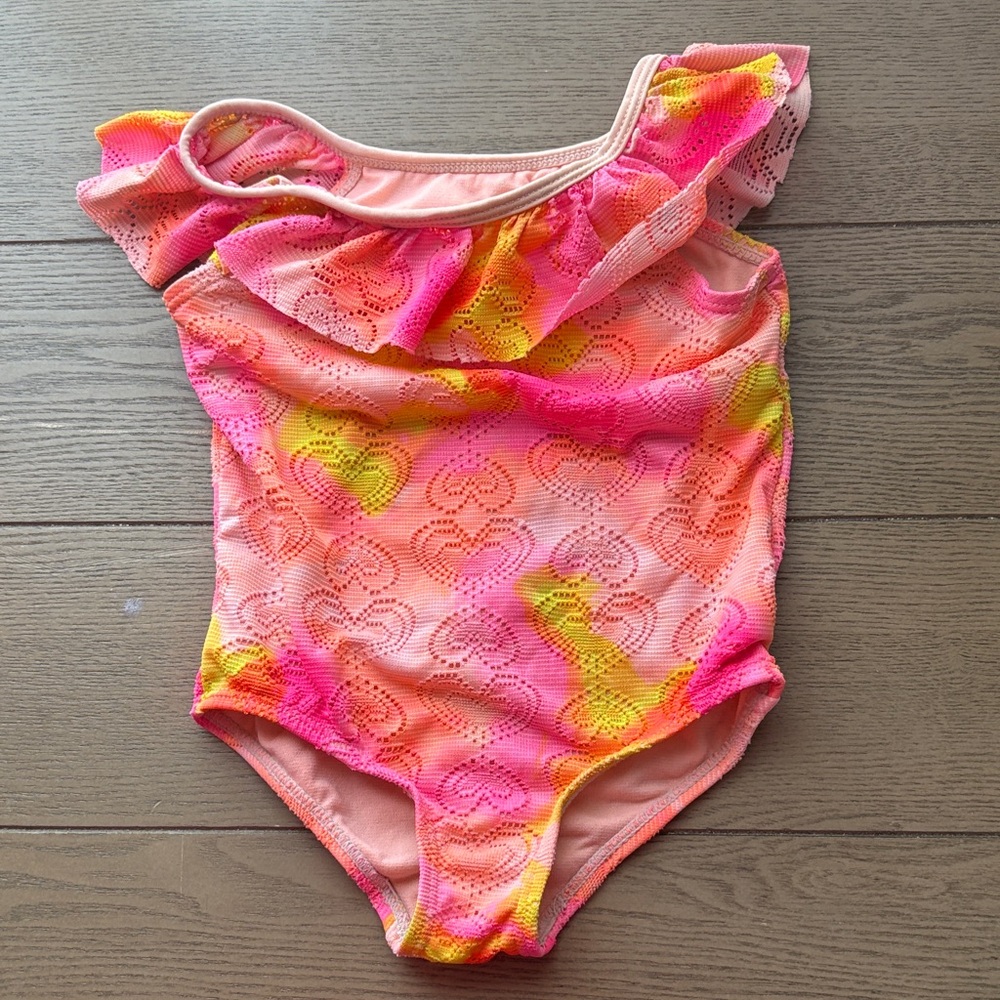 Colorful Kids One-Shoulder Swimsuit